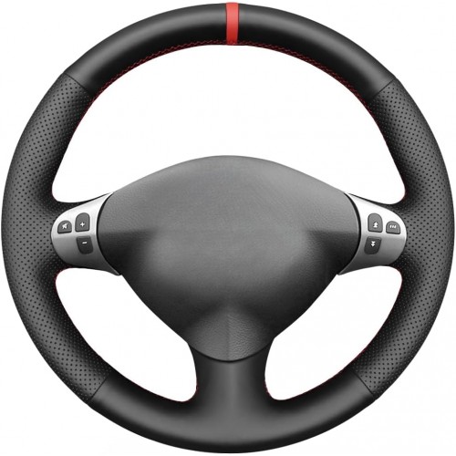 Loncky Black Genuine Leather Steering Wheel Cover for Alfa Romeo 147 2000-2010/156 2003-2007 / Crosswagon 2004 2005 Car Interior Accessories