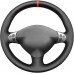 111Loncky Black Genuine Leather Steering Wheel Cover for Alfa Romeo 147 2000-2010/156 2003-2007 / Crosswagon 2004 2005 Car Interior Accessories