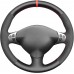 111Loncky Black Genuine Leather Steering Wheel Cover for Alfa Romeo 147 2000-2010/156 2003-2007 / Crosswagon 2004 2005 Car Interior Accessories
