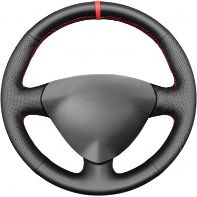 Loncky Black Genuine Leather Steering Wheel Cover for Alfa Romeo 147 2000-2010/156 2003-2007 / Crosswagon 2004 2005 Car Interior Accessories