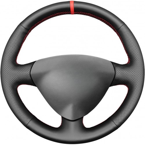 Loncky Black Genuine Leather Steering Wheel Cover for Alfa Romeo 147 2000-2010/156 2003-2007 / Crosswagon 2004 2005 Car Interior Accessories