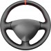 111Loncky Black Genuine Leather Steering Wheel Cover for Alfa Romeo 147 2000-2010/156 2003-2007 / Crosswagon 2004 2005 Car Interior Accessories