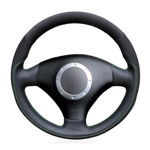 Loncky Auto Custom Fit OEM Black Genuine Leather Suede Car Steering Wheel Cover for A2 8Z A3 8L Sportback A4 B6 Avant A6 C5 A8 D2 TT 8N S3 S4 RS4 RS6 Accessories