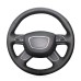 111Loncky Auto Custom Fit OEM Black Genuine Leather Car Steering Wheel Cover for Audi A4 (B8) 2013-2016 / A6 (C7) 2012-2014 / A7 2012-2013 / A8 A8 L 2011-2018 / Allroad 2013-2014 / Q5 2013-2017 / Q7 2012-2015