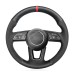 111Loncky Auto Custom Fit OEM Black Genuine Leather Suede Car Steering Wheel Cover for Audi A3 2017-2019 / A5 2018-2019 / RS 3 2018 / RS 5 2018-2019 / S3 2017-2019 / S4 2018-2019 / S5 2018-2019