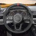111Loncky Auto Custom Fit OEM Black Genuine Leather Suede Car Steering Wheel Cover for Audi A3 2017-2019 / A5 2018-2019 / RS 3 2018 / RS 5 2018-2019 / S3 2017-2019 / S4 2018-2019 / S5 2018-2019