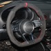 111Loncky Auto Custom Fit OEM Black Suede Car Steering Wheel Cover for Audi TT (8S) 2014-2019 TTS 2014-2019 TT RS 2016-2019 R8 (4S) 2015-2019