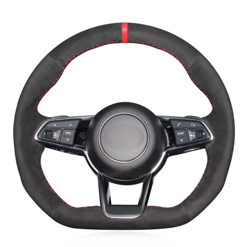 Loncky Auto Custom Fit OEM Black Suede Car Steering Wheel Cover for Audi TT (8S) 2014-2019 TTS 2014-2019 TT RS 2016-2019 R8 (4S) 2015-2019