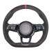 111Loncky Auto Custom Fit OEM Black Suede Car Steering Wheel Cover for Audi TT (8S) 2014-2019 TTS 2014-2019 TT RS 2016-2019 R8 (4S) 2015-2019
