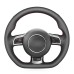 111Loncky Auto Custom Fit OEM Black Genuine Leather Car Steering Wheel Cover for Audi TT RS (8J) 2009-2014 RS 3 (8P) Sportback 2011-2013 RS 6 (C6) Avant
