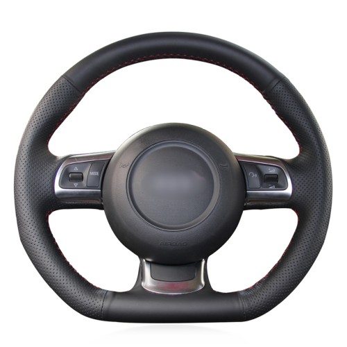 Loncky Auto Custom Fit OEM Black Genuine Leather Car Steering Wheel Cover for Audi TT TTS (8J) 2006-2014 A3 S3 (8P) Sportback 2008-2012 R8 (42)