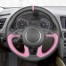 111Loncky Auto Custom Fit OEM Black Genuine Leather Pink Car Steering Wheel Cover for Audi Q3 (8U) 2011-2018 Q5 (8R) 2012-2017 Q7 (4L) 2011-2015 SQ5 (8R) Accessories