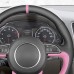 111Loncky Auto Custom Fit OEM Black Genuine Leather Pink Car Steering Wheel Cover for Audi Q3 (8U) 2011-2018 Q5 (8R) 2012-2017 Q7 (4L) 2011-2015 SQ5 (8R) Accessories