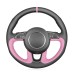 111Loncky Auto Custom Fit OEM Black Genuine Leather Pink Car Steering Wheel Cover for Audi Q3 (8U) 2011-2018 Q5 (8R) 2012-2017 Q7 (4L) 2011-2015 SQ5 (8R) Accessories