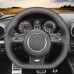111Loncky Auto Custom Fit OEM Black Genuine Leather Car Steering Wheel Cover for Audi S1 (8X) S3 (8V) Sportback S4 (B8) Avant S5 (8T) S6 S7 RS Q3 SQ5 Accessories 