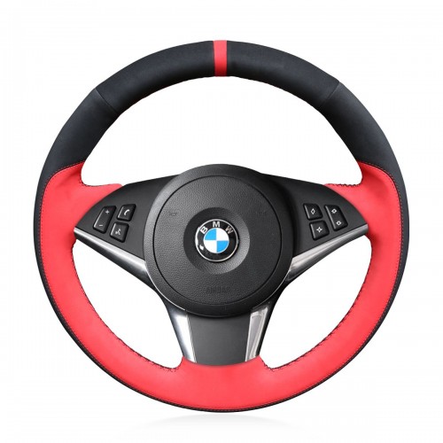 Loncky Auto Custom Fit OEM Black Suede Leather Car Steering Wheel Cover for BMW E60 530d 545i 550i E61 Touring 2005-2009 BMW E63 E64 630i 645Ci 650i 2004 2005 2006 2007 2008 2009 Accessories