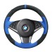 111Loncky Auto Custom Fit OEM Black Blue Suede Leather Car Steering Wheel Cover for BMW E60 530d 545i 550i E61 Touring 2005-2009 BMW E63 E64 630i 645Ci 650i 2004 2005 2006 2007 2008 2009 Accessories