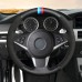 111Loncky Car Custom Fit OEM Black Genuine Leather Suede Steering Wheel Cover for BMW 5 Series E60 (Sedan) 2003-2009 / E61 (Touring) 2004-2009  6 Series E63 (Coupe) 2003-2010 / E64 (Convertible) 2004-2010