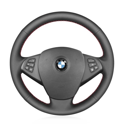 Loncky Auto Custom Fit OEM Black Genuine Leather Car Steering Wheel Cover for BMW X3 E83 2005 2006 2007 2008 2009 2010 Accessories