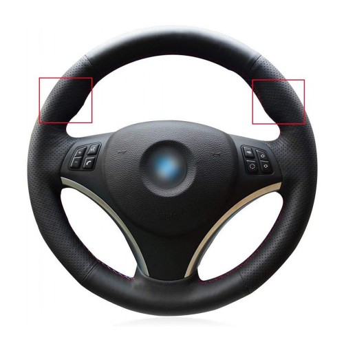 Loncky Auto Black Genuine Leather Steering Wheel Cover for BMW E90 128 I 135 I / BMW 325 I 328 I 328 XI 328 I XDrive / BMW 330 XI / BMW 335 I 335 XI 335 D 335 I XDrive Accessories