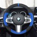 111Loncky Auto Custom Fit OEM Blue Suede Leather Car Steering Wheel Cover for BMW G30 525i 530i 530d M550i M550d 2017 2018 G32 630i 640i M 2017 2018 Accessories