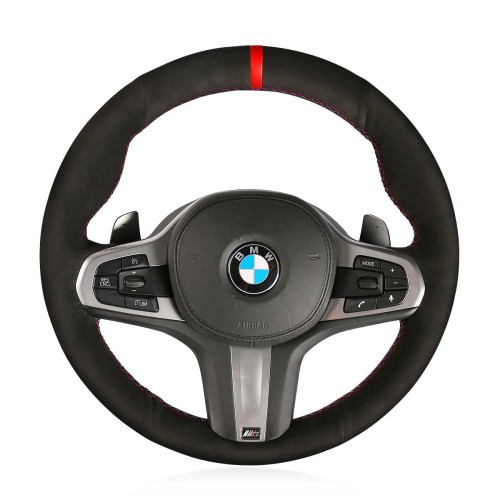 Loncky Auto Custom Fit OEM Black Suede Leather Car Steering Wheel Cover for BMW G30 525i 530i 530d M550i M550d 2017 2018 G32 630i 640i M 2017 2018 Accessories