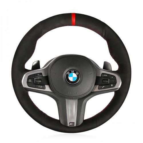 Loncky Auto Custom Fit OEM Black Suede Leather Car Steering Wheel Cover for BMW G30 525i 530i 530d M550i M550d 2017 2018 G32 630i 640i M 2017 2018 Accessories