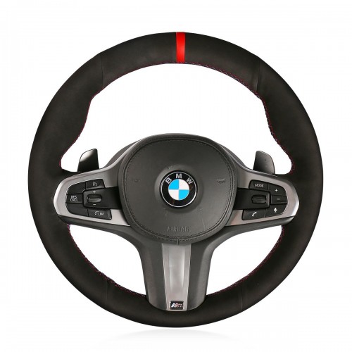 Loncky Auto Custom Fit OEM Black Suede Leather Car Steering Wheel Cover for BMW G30 525i 530i 530d M550i M550d 2017 2018 G32 630i 640i M 2017 2018 Accessories