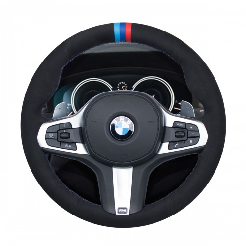 Loncky Auto Custom Fit OEM Black Suede Leather Car Steering Wheel Cover for BMW G30 525i 530i 530d M550i M550d 2017 2018 G32 630i 640i M 2017 2018 Accessories