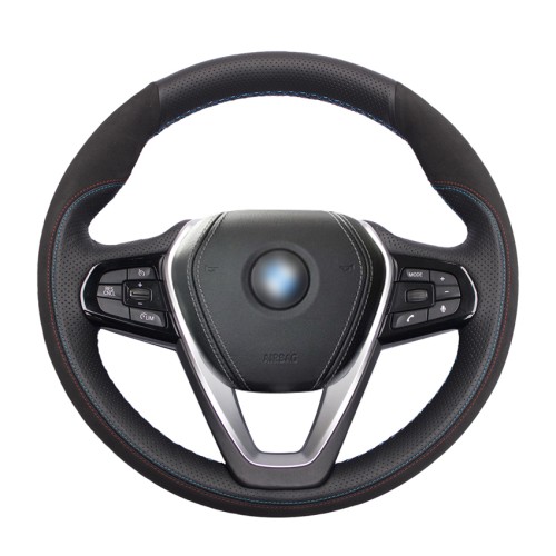 Loncky Auto Custom Fit OEM Black Genuine Leather Suede Steering Wheel Covers for BMW G20 G21 G30 G31 G32 X3 G01 X4 G02 X5 G05 X7 G07 Z4 G29 Accessories