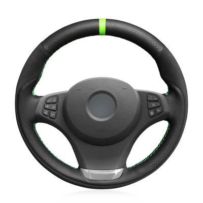 Loncky Auto Custom Fit OEM Black Genuine Suede Leather Car Steering Wheel Cover for BMW X5 BMW E53 2003 2004 2005 2006 BMW X3 BMW E83 2003 2004 2005 2006 2007 2008 2009 2010 Accessories 