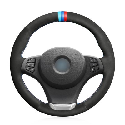 Loncky Auto Custom Fit OEM Black Suede Leather Car Steering Wheel Cover for BMW X5 BMW E53 2003 2004 2005 2006 BMW X3 BMW E83 2003 2004 2005 2006 2007 2008 2009 2010 Accessories 