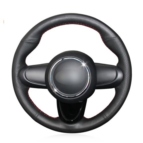 Loncky Auto Custom Fit OEM Black Genuine Leather Car Steering Wheel Cover for Mini Coupe 2016 Accessories
