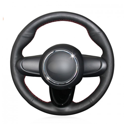 Loncky Auto Custom Fit OEM Black Genuine Leather Car Steering Wheel Cover for Mini Coupe 2016 Accessories