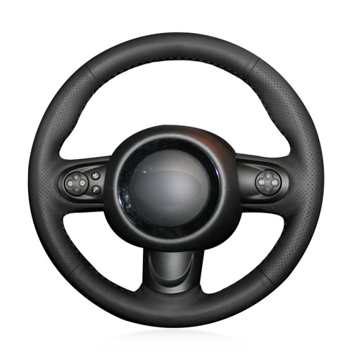 Loncky Auto Custom Fit OEM Black Genuine Leather Car Steering Wheel Cover for Mini Coupe Accessories