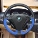 111Loncky Auto Custom Fit OEM Black Genuine Leather Blue Suede Car Steering Wheel Cover for BMW 525i 525xi 528i xDrive 528xi 528i 530xiT 530xi 530i 535i xDrive 535xi 535i 545i 550i BMW Alpina B7 Accessories