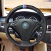 111Loncky Auto Custom Fit OEM Black Genuine Leather Black Suede Steering Wheel Covers for BMW 5 Series E60 E61 2004 2005 2006 2007 2008 2009 2010 Accessories