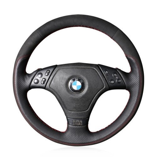 Loncky Auto Custom Fit OEM Black Suede Genuine Leather Car Steering Wheel Cover for BMW E46 BMW E36 BMW E39 Accessories