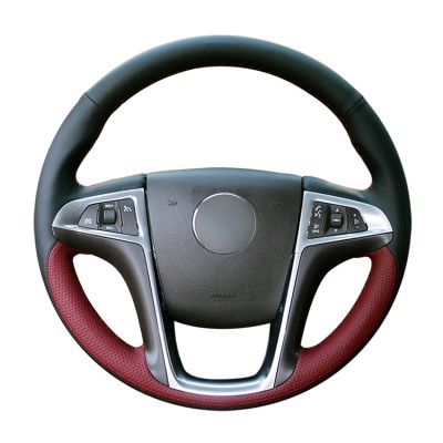 Loncky Auto Custom Fit OEM Black Red Genuine Leather Car Steering Wheel Cover for Buick Lacrosse 2010 2011 2012 2013 Accessories
