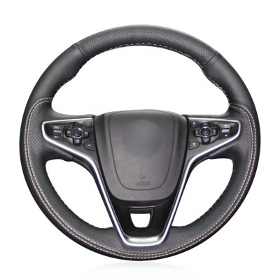 Loncky Auto Custom Fit OEM Black Genuine Leather Suede Car Steering Wheel Cover for Buick Regal Turbo 2014 2015 2016 2017 Accessories