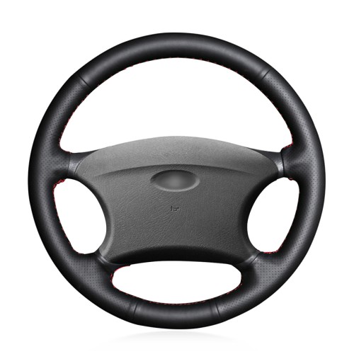 Loncky Car Custom Fit OEM Black Genuine Leather Steering Wheel Cover for Chevrolet Niva 2002-2009 Lada 2110 2011-2014 Accessories