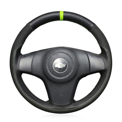 Loncky Auto Custom Fit OEM Black Genuine Leather Suede Car Steering Wheel Cover for Chevrolet Niva 2009-2017 (3-Spoke) for Opel Corsa (D) 2006-2015 for Vauxhall Corsa (D) 2006-2015 Accessories 