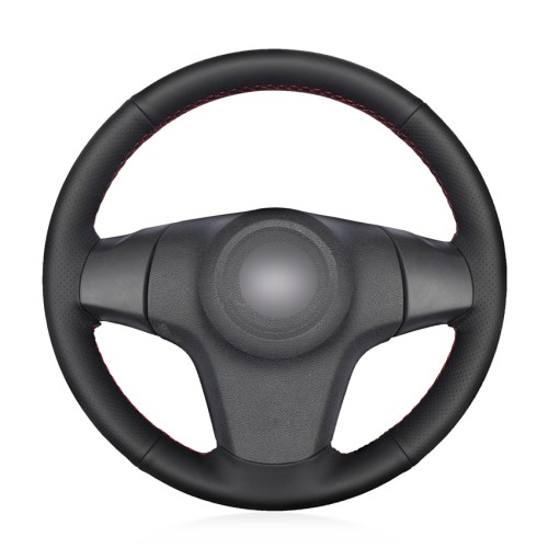 Loncky Auto Custom Fit OEM Black Genuine Leather Car Steering Wheel Cover for Chevrolet Niva 2009-2017 (3-Spoke) for Opel Corsa (D) 2006-2015 for Vauxhall Corsa (D) 2006-2015 Accessories 