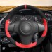 111Loncky Auto Custom Fit OEM Black Red Suede Car Steering Wheel Cover for Chevrolet Niva 2009-2017 (3-Spoke) for Opel Corsa (D) 2006-2015 for Vauxhall Corsa (D) 2006-2015 Accessories 