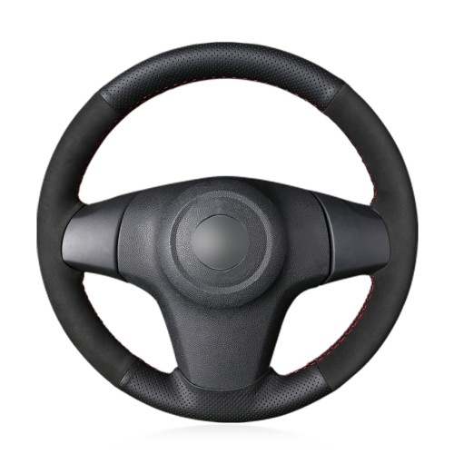 Loncky Auto Custom Fit OEM Black Genuine Leather Suede Car Steering Wheel Cover for Chevrolet Niva 2009-2017 (3-Spoke) for Opel Corsa (D) 2006-2015 for Vauxhall Corsa (D) 2006-2015 Accessories 