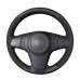 111Loncky Auto Custom Fit OEM Black Genuine Leather Suede Car Steering Wheel Cover for Chevrolet Niva 2009-2017 (3-Spoke) for Opel Corsa (D) 2006-2015 for Vauxhall Corsa (D) 2006-2015 Accessories 