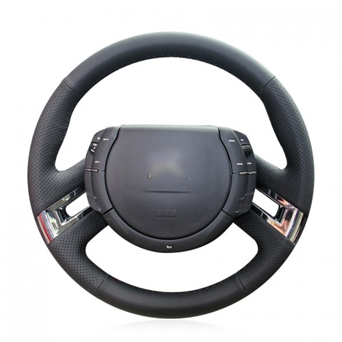 Loncky Auto Custom Fit OEM Black Genuine Leather Steering Wheel Cover for Citroen C4 Picasso 2007 2008 2009 2010 2011 2012 2013 Accessories 