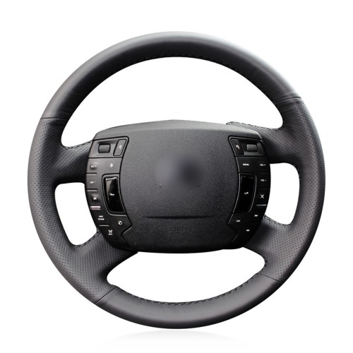 Loncky Auto Custom Fit OEM Black Genuine Leather Steering Wheel Cover for Citroen C5 2008 2009 2010 2011 2012 2013 2014 2015 2016 2017 Accessories 