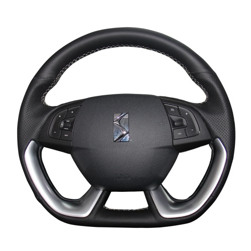 Loncky Auto Custom Fit OEM Black Genuine Leather Car Steering Wheel Cover for Citroen DS5 DS 5 DS4S DS 4S Accessories