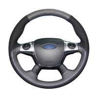 FITS FORD FOCUS 1998-2012 REAL BLUE ITALIAN LEATHER STEERING WHEEL COVER NEW